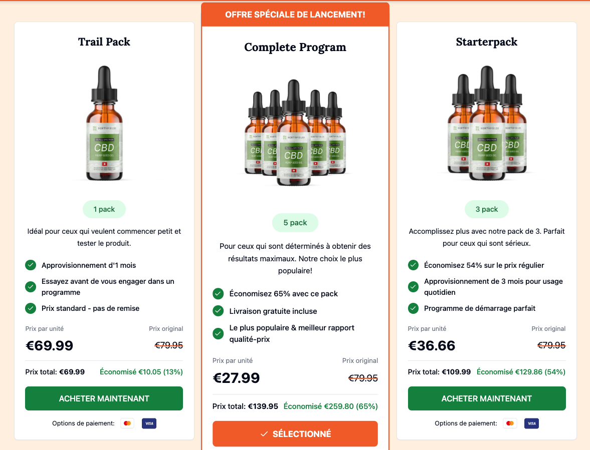 Prix de Northfields CBD Oil France